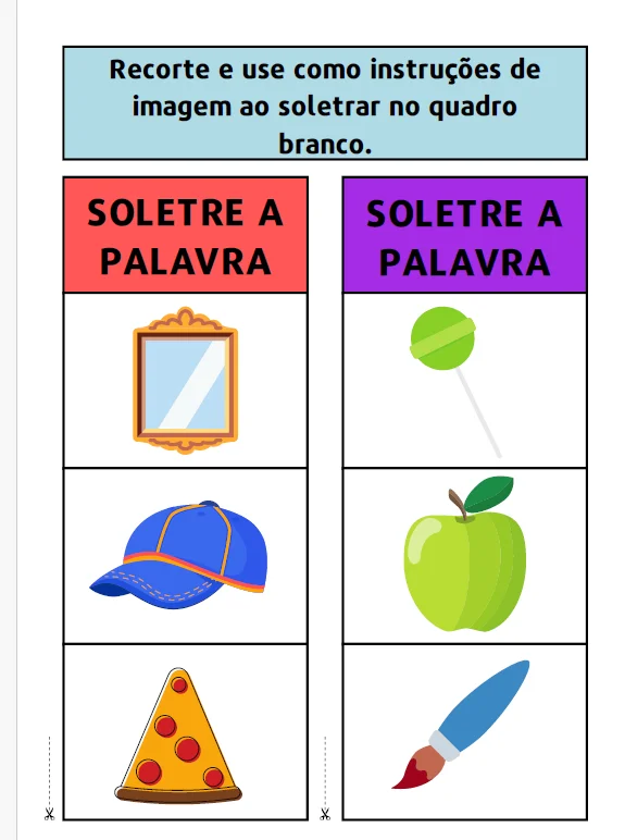 ALFABETIZAÇÃO – SOLETRE A PALAVRA COM IMAGENS 📝🧠 — amostra 5: O material Soletre a Palavra com Imagens foi desenvolvido…