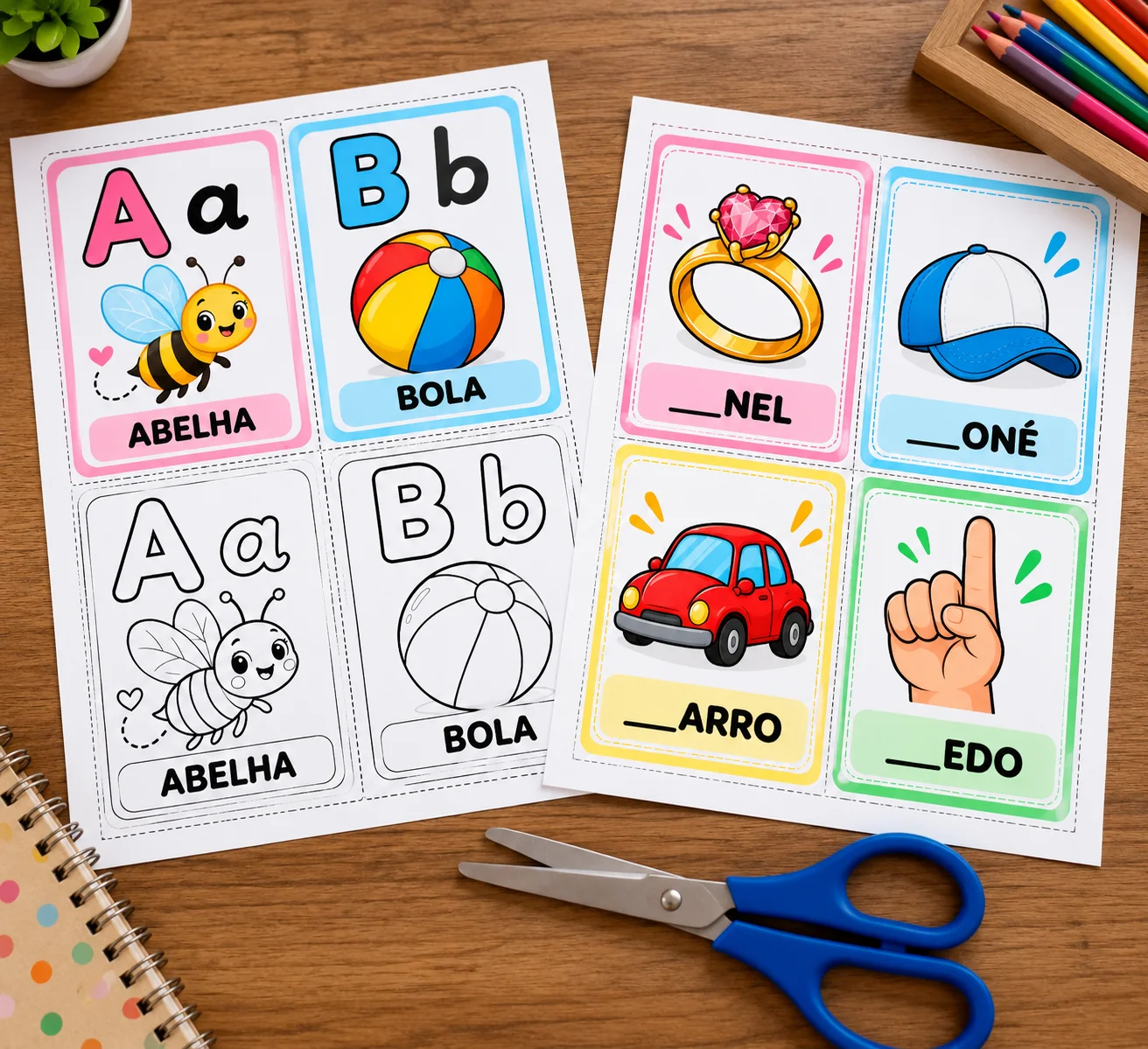 Alfabeto A a Z: Cards para alfabetização! — amostra 5: Cards do alfabeto A a Z para imprimir, com letras maiúsculas e…
