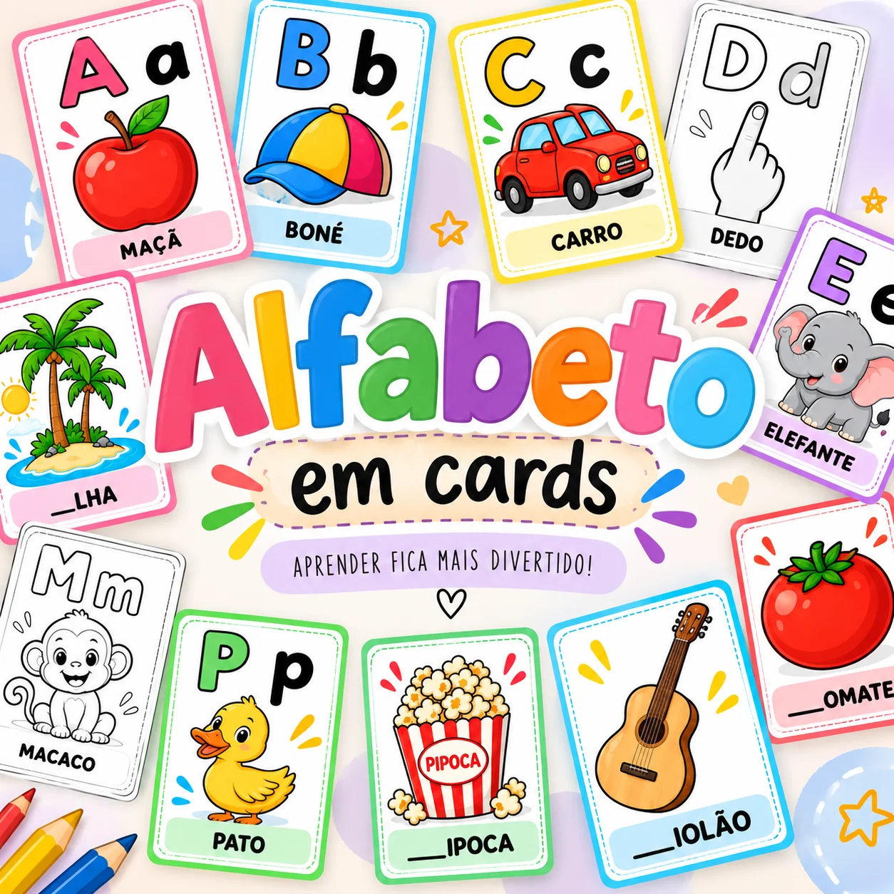 Alfabeto A a Z: Cards para alfabetização! — Alfabetização para Educação Infantil: Cards do alfabeto A a Z para imprimir,…