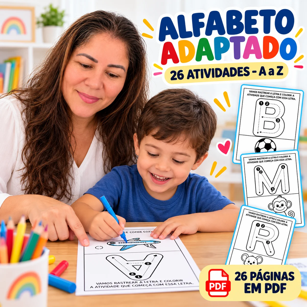Alfabeto Adaptado Para Autista – 26 Atividades em PDF. — amostra 1: O que é o material