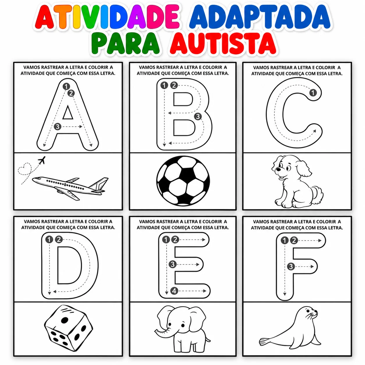 Alfabeto Adaptado Para Autista – 26 Atividades em PDF. — amostra 2: O que o material desenvolve