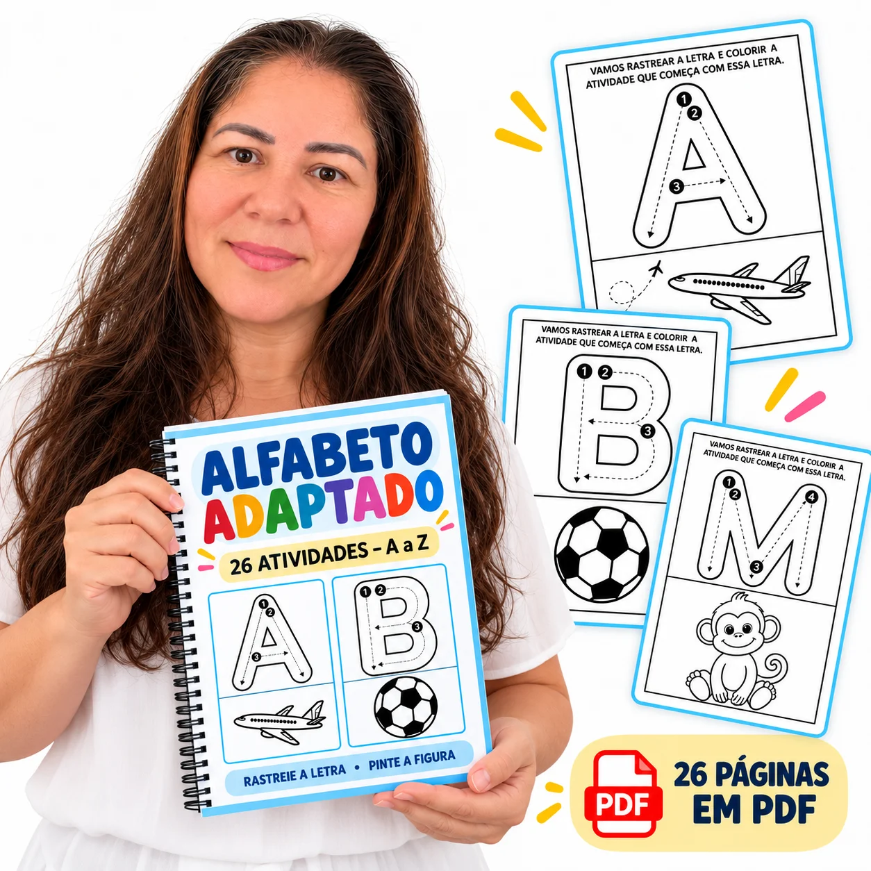 Alfabeto Adaptado Para Autista – 26 Atividades em PDF. — Alfabetização para Educação Infantil: Alfabeto Adaptado para…