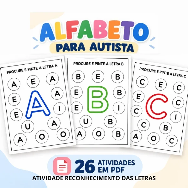 Atividades de Alfabetização para Autistas – Alfabeto A a Z em PDF — amostra 1: O que você encontra no material: Atividades de Alfabetização para Autistas – Alfabeto A a Z em PDF — amostra 1: O que você encontra no material: