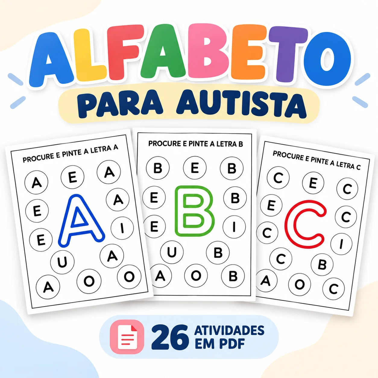 Atividades de Alfabetização para Autistas – Alfabeto A a Z em PDF — capa do material