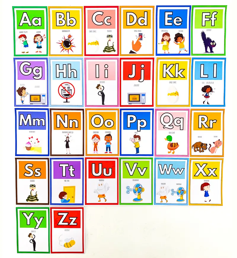 Alfabeto das Onomatopeias de Parede – PDF para Imprimir — amostra 1: O que vem no material