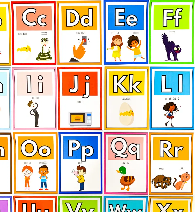 Alfabeto das Onomatopeias de Parede – PDF para Imprimir — amostra 3: Formato e entrega