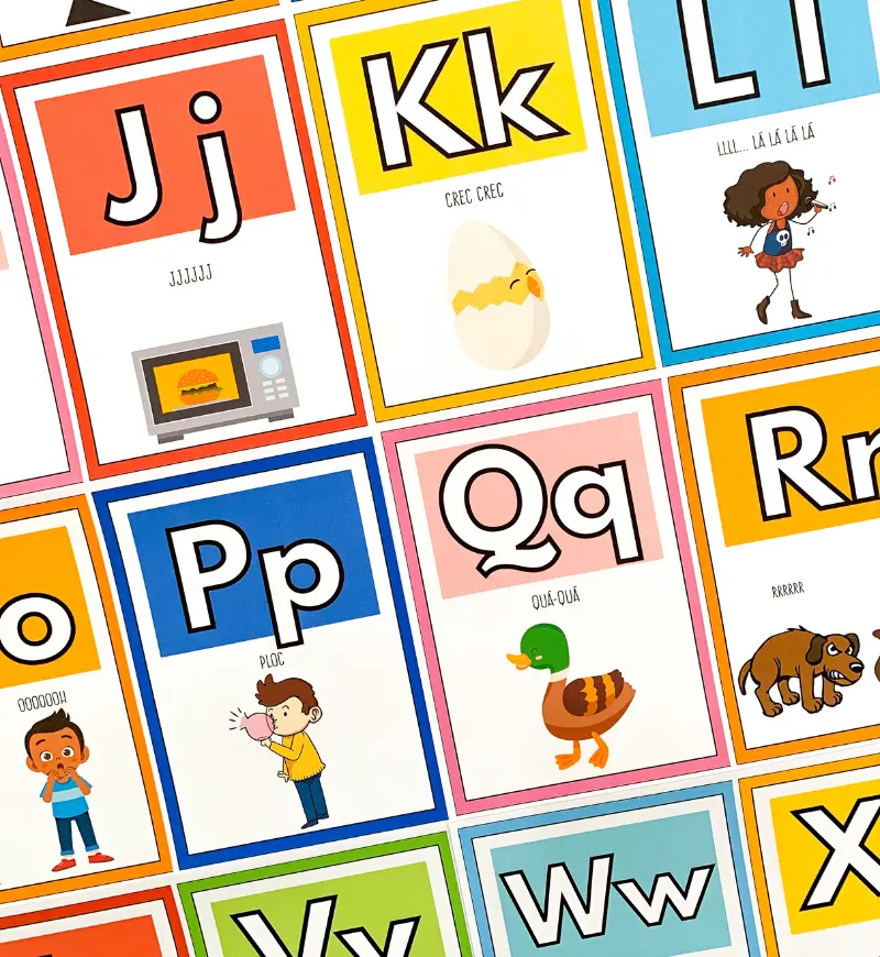 Alfabeto das Onomatopeias de Parede – PDF para Imprimir — amostra 4: O Alfabeto de Parede das Onomatopeias é uma abordagem…