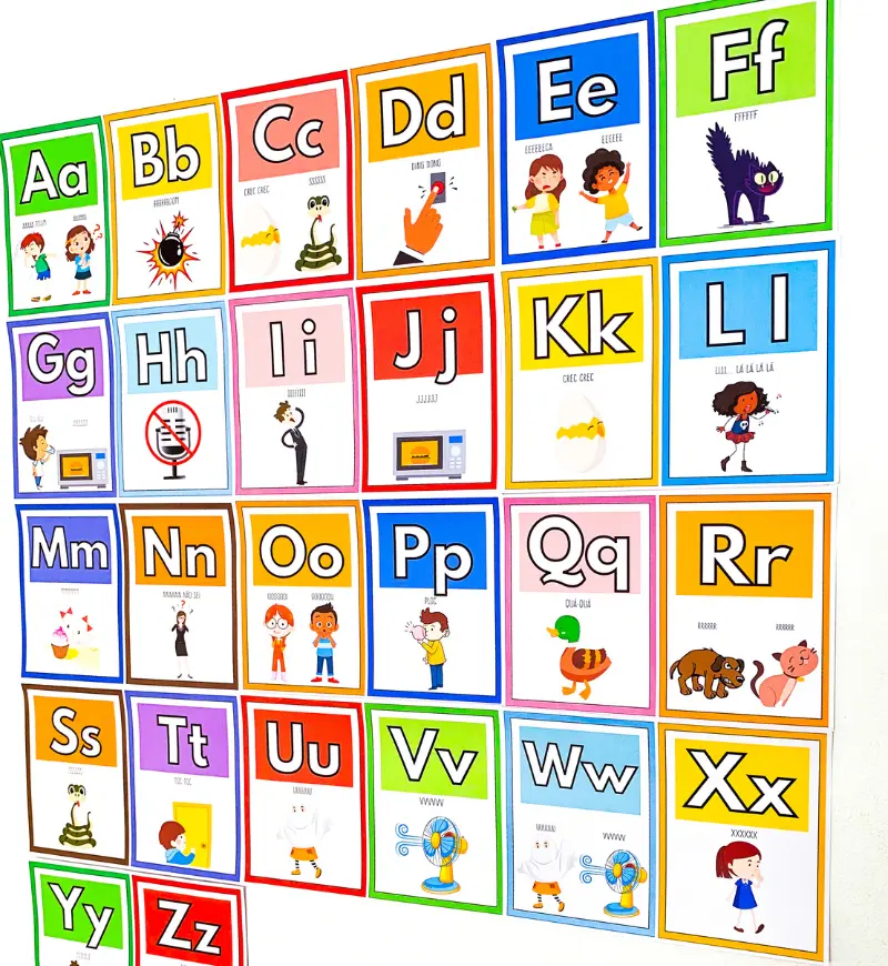 Alfabeto das Onomatopeias de Parede – PDF para Imprimir — Alfabetização para Educação Infantil: O Alfabeto de Parede das…