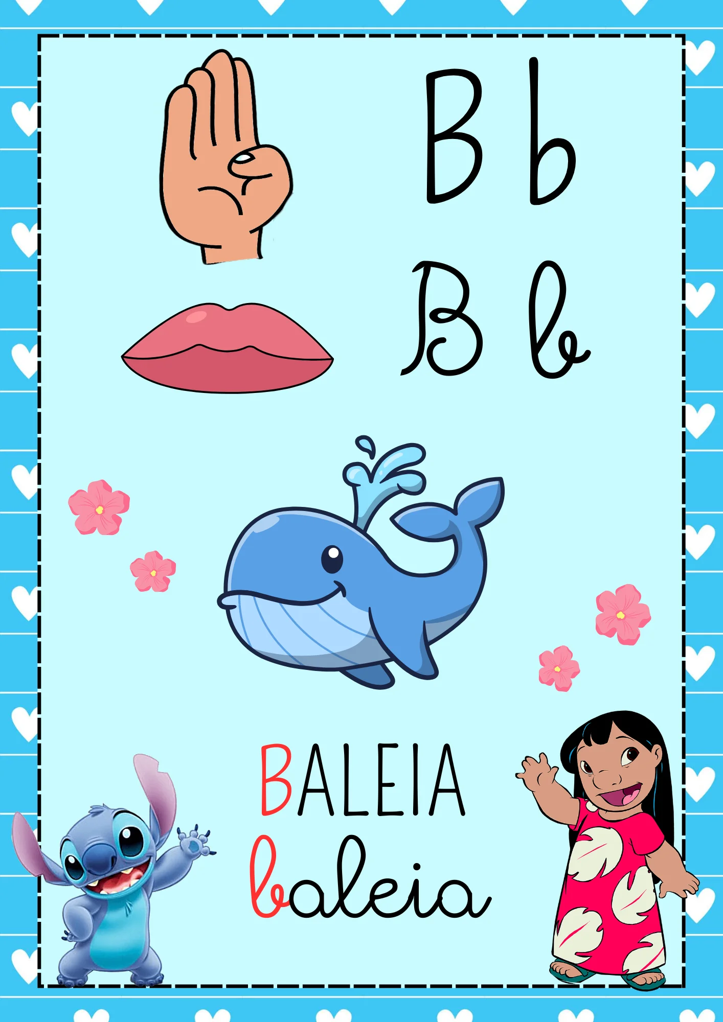 Alfabeto de Parede Lilo e Stitch — amostra 3: Alfabeto de parede Lilo e Stitch com letras maiúsculas, minúsculas e palavras…
