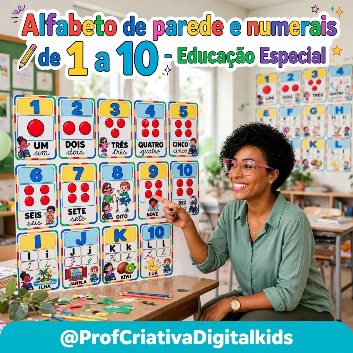 Alfabeto de Parede + Números de 1 ate10 - Tema Inclusão — Outros para Educação Infantil: Prof, chegou o recurso que faltava…