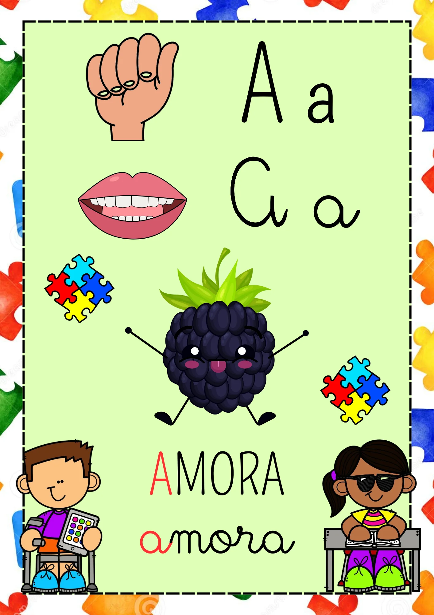 Alfabeto de Parede para Educação Especial — amostra 3: Alfabeto de parede para Educação Especial, com letras maiúsculas,…