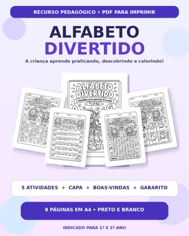 Alfabeto divertido: material pedagógico em PDF para imprimir — capa do material