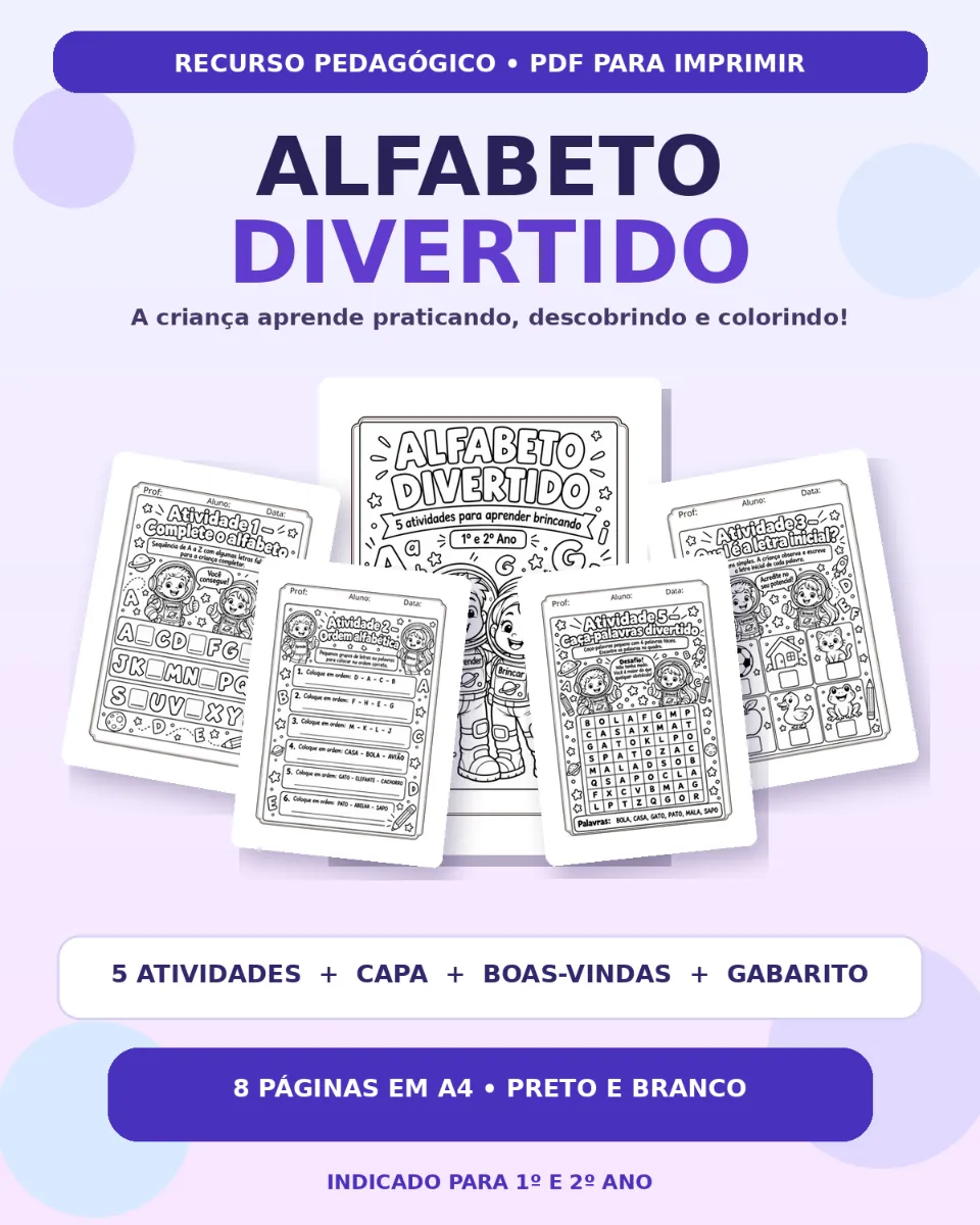Alfabeto divertido: material pedagógico em PDF para imprimir — Outros para Educação Infantil: Material em PDF intitulado…