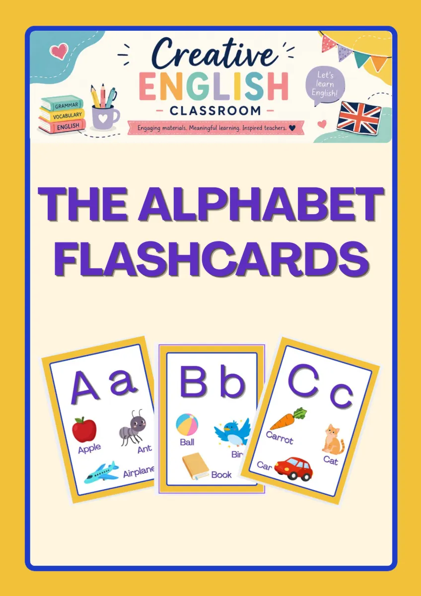 Alfabeto em Inglês Flashcards The Alphabet Educação infantil — amostra 1: O material inclui todas as letras de A a Z com…