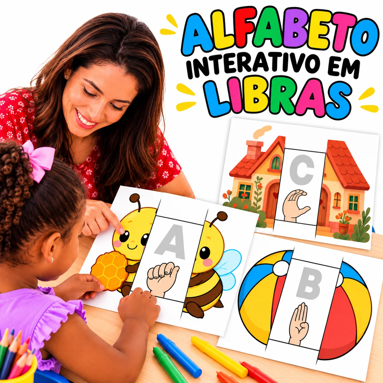 Alfabeto em Libras para Imprimir – Recorte e Montagem em PDF — capa do material