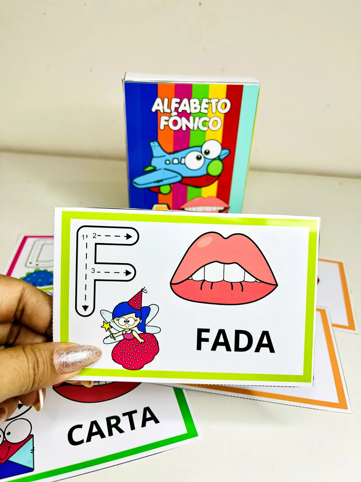 Alfabeto Fônico com Caixinha e Boquinhas em PDF — amostra 6: Fichas de letras, sons e boquinhas fonológicas para montar a…
