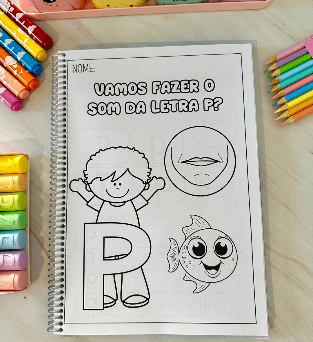 Alfabeto fônico em PDF com atividades e boquinhas para colorir — amostra 1: Alfabeto fônico para apoiar a alfabetização