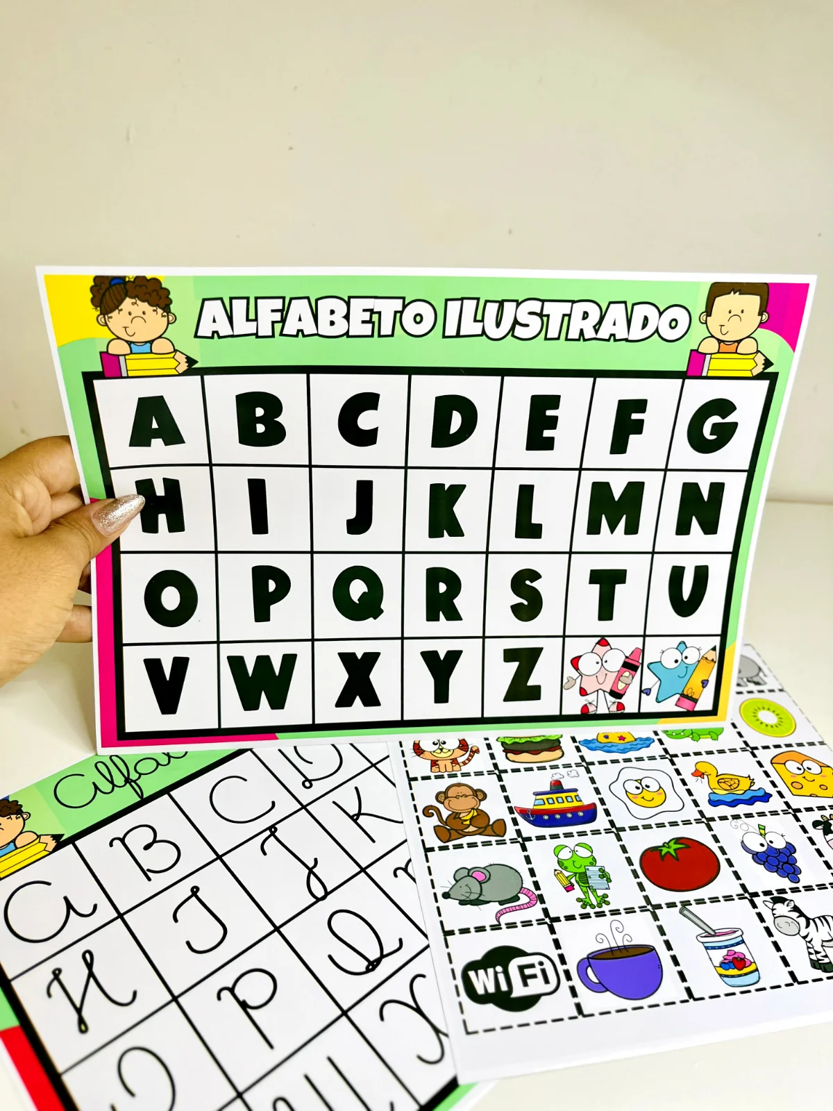 Alfabeto Ilustrado em Letra Bastão e Cursiva (PDF) — Alfabetização para Todas as séries: Pranchas do alfabeto ilustradas…
