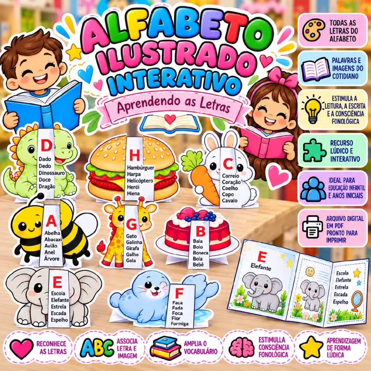 Alfabeto Ilustrado Interativo – Aprendendo as Letras | Alfabetização — Alfabetização para Educação Infantil: Recurso…