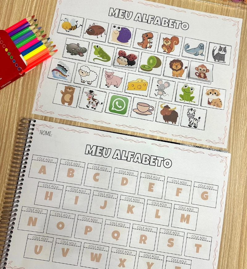 Alfabeto interativo: atividades de recorte e colagem em PDF — amostra 5: Trabalhe o reconhecimento das letras com um…