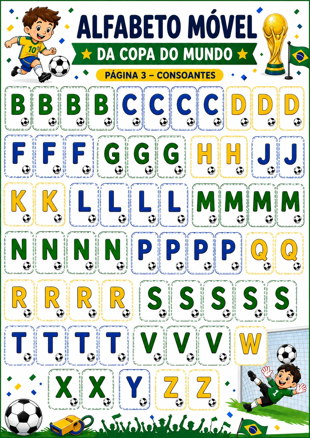 ALFABETO MÓVEL – COPA DO MUNDO, EDUCAÇÃO INFANTIL. — amostra 1: ⚽🏆 ALFABETO MÓVEL – COPA.