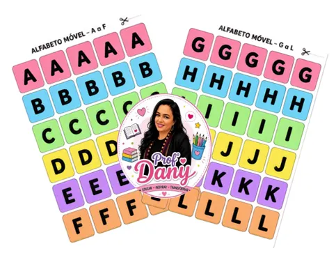 Alfabeto Móvel e Cards com Imagens para a Alfabetização — amostra 1: Arquivo digital composto por :5 unidades de cada letra…