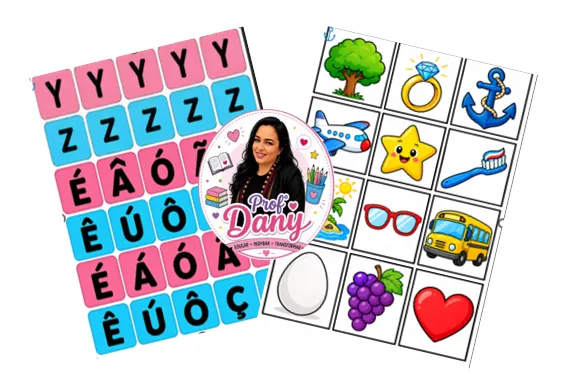 Alfabeto Móvel e Cards com Imagens para a Alfabetização — amostra 2: Arquivo digital composto por :5 unidades de cada letra…