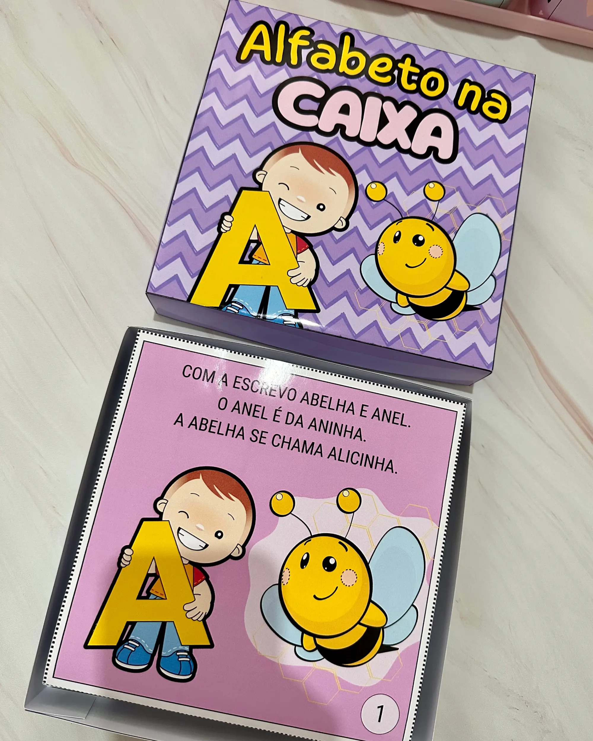 Alfabeto na Caixa – Atividades de Alfabetização — amostra 4: Material de alfabetização com letras de A a O, palavras e…