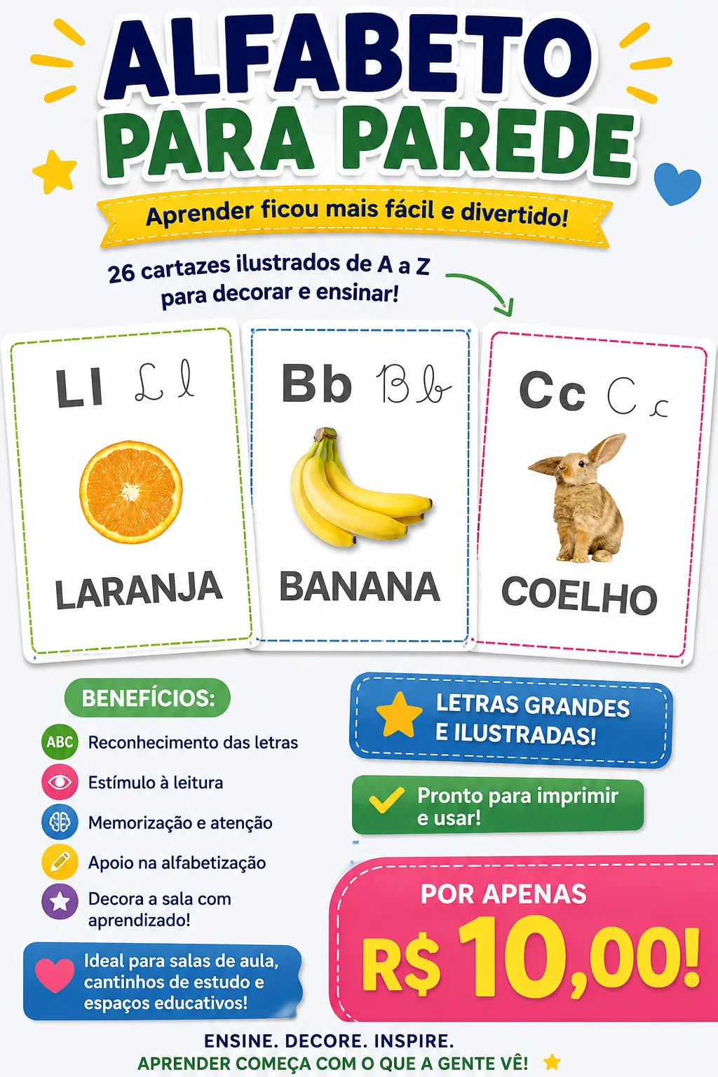 ALFABETO PARA PAREDE – APRENDER TAMBÉM É VISUAL! — capa do material