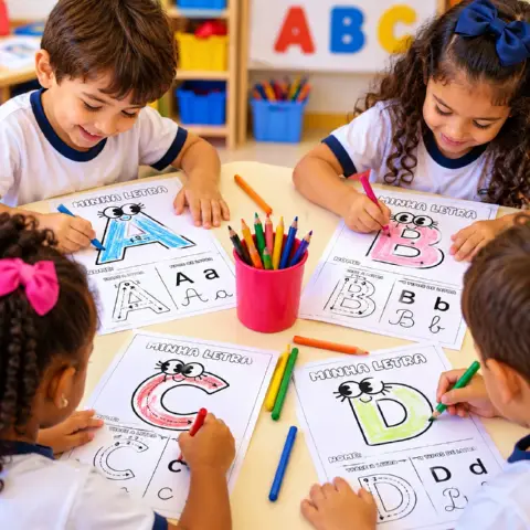 Alfabeto para Traçar – 4 Tipos de Letras para Imprimir — amostra 4: Atividades para traçar as letras do alfabeto em 4 tipos…