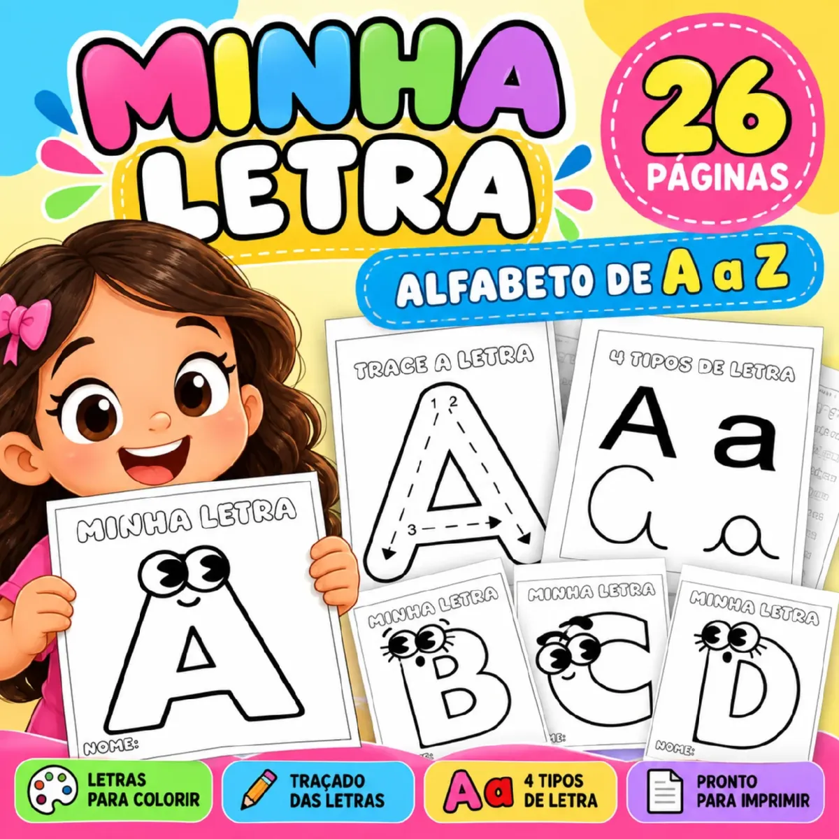 Alfabeto para Traçar – 4 Tipos de Letras para Imprimir — Alfabetização para Educação Infantil: Atividades para traçar as…