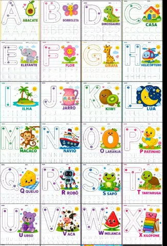 Alfabeto Pontilhado Completo Completo Atividades criativas.Claro! 💖 Pela capa, o material é um PDF de atividades de…