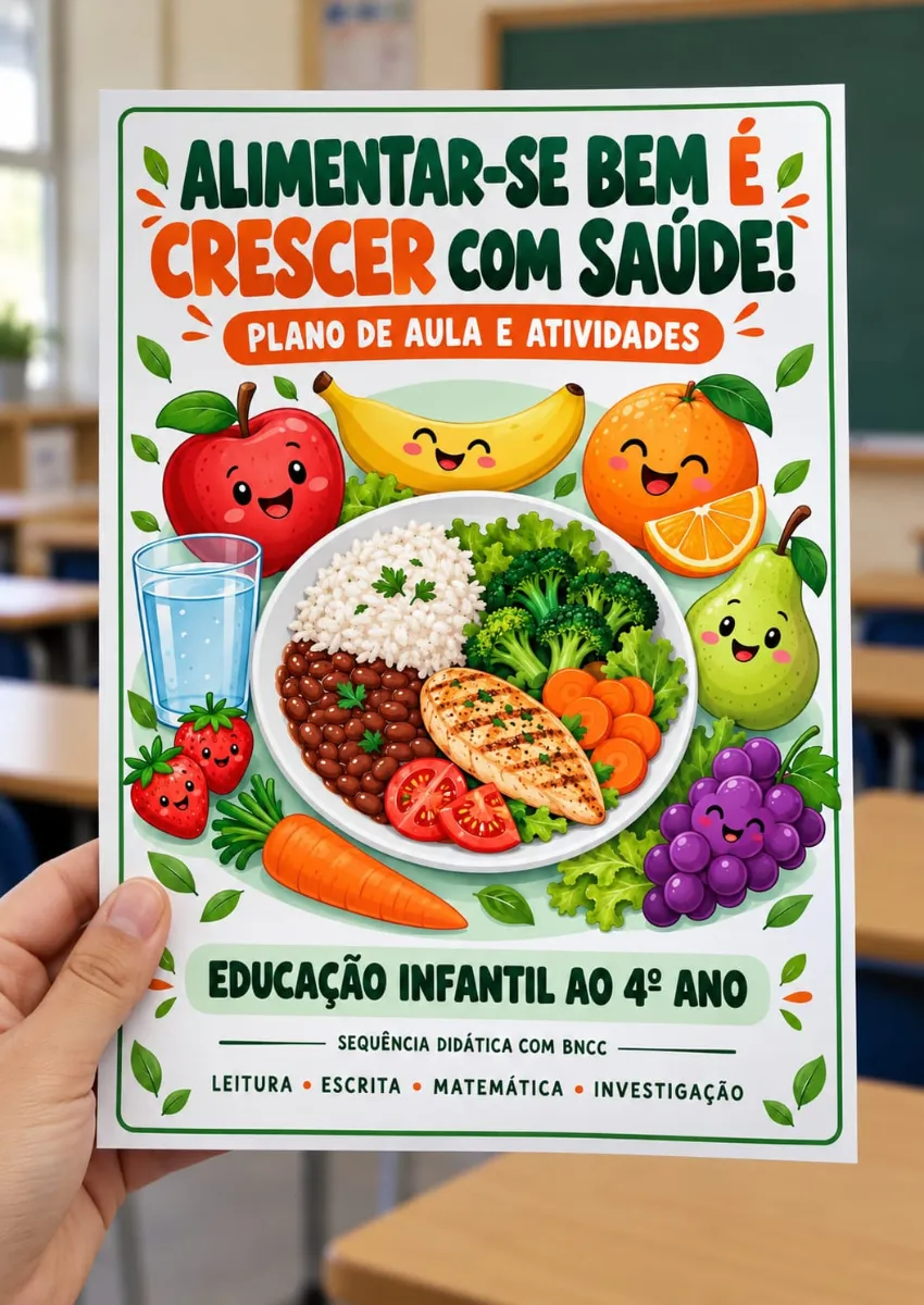 Alimentação Saudável – Atividades e Painel com BNCC — amostra 6: Alimentação Saudável em PDF com planejamento BNCC,…