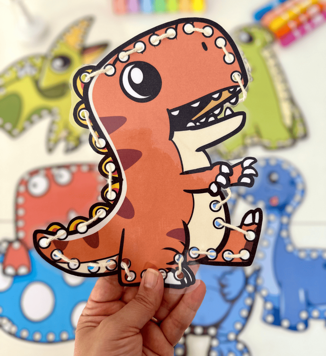 Alinhavos de Dinossauros em PDF para Coordenação Motora — amostra 2: O que vem no material