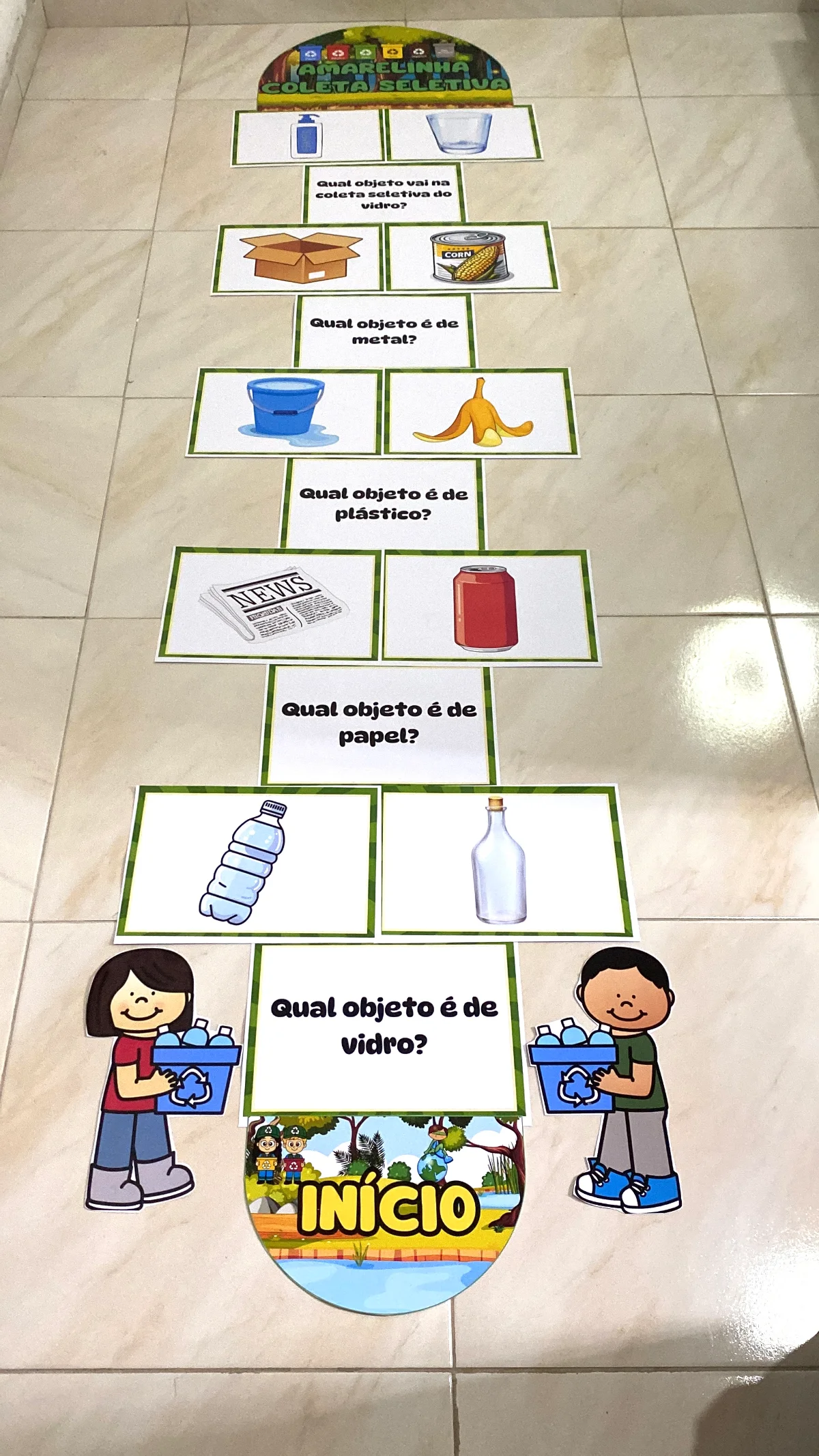 Amarelinha Coleta Seletiva para Imprimir | Atividade Meio Ambiente Infantil — amostra 1: A Amarelinha Coleta Seletiva foi…