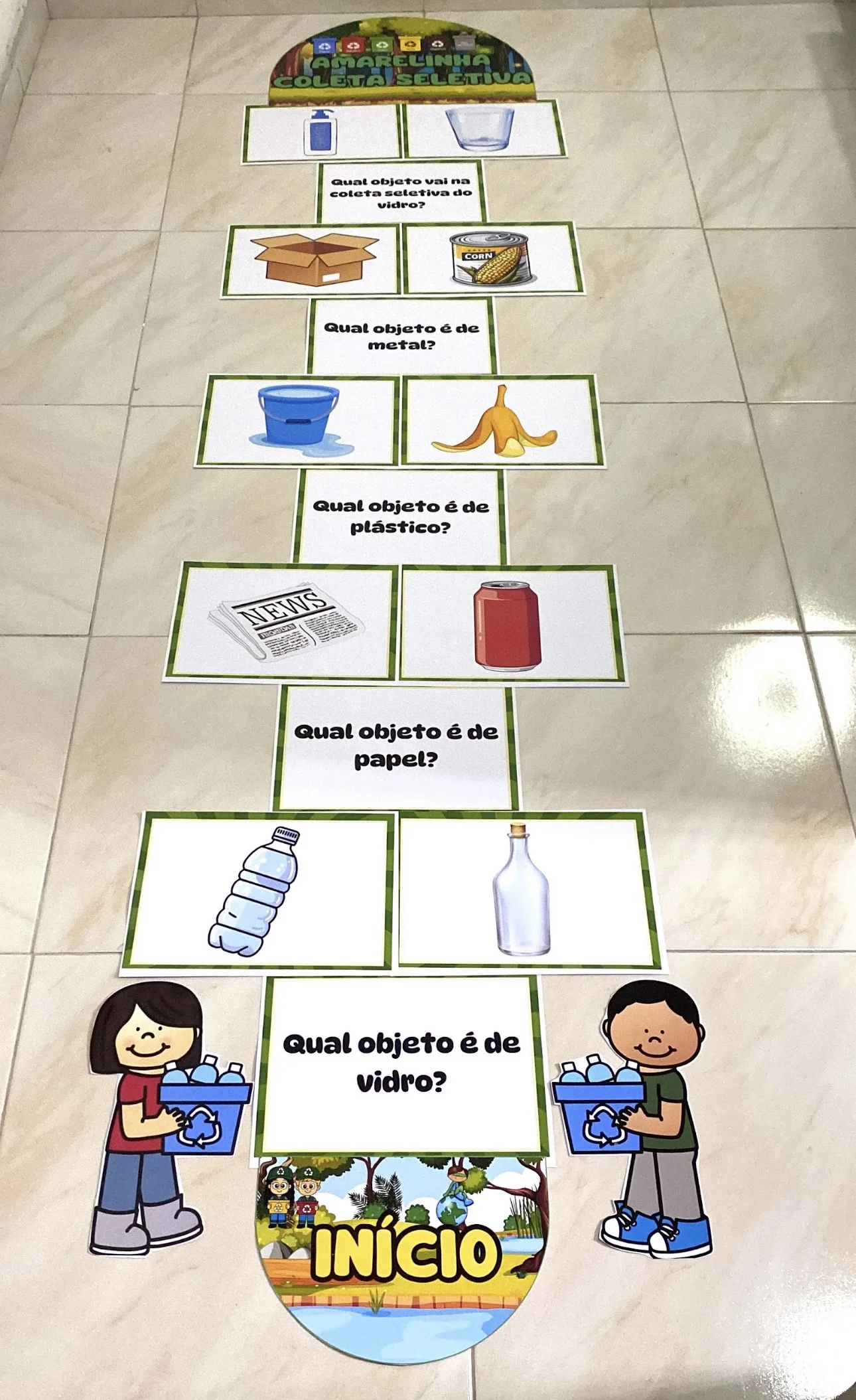 Amarelinha coleta seletiva — amostra 2: * 🌎♻️ Amarelinha Coleta Seletiva – Classificação dos Lixos ♻️🌎 * A Amarelinha…