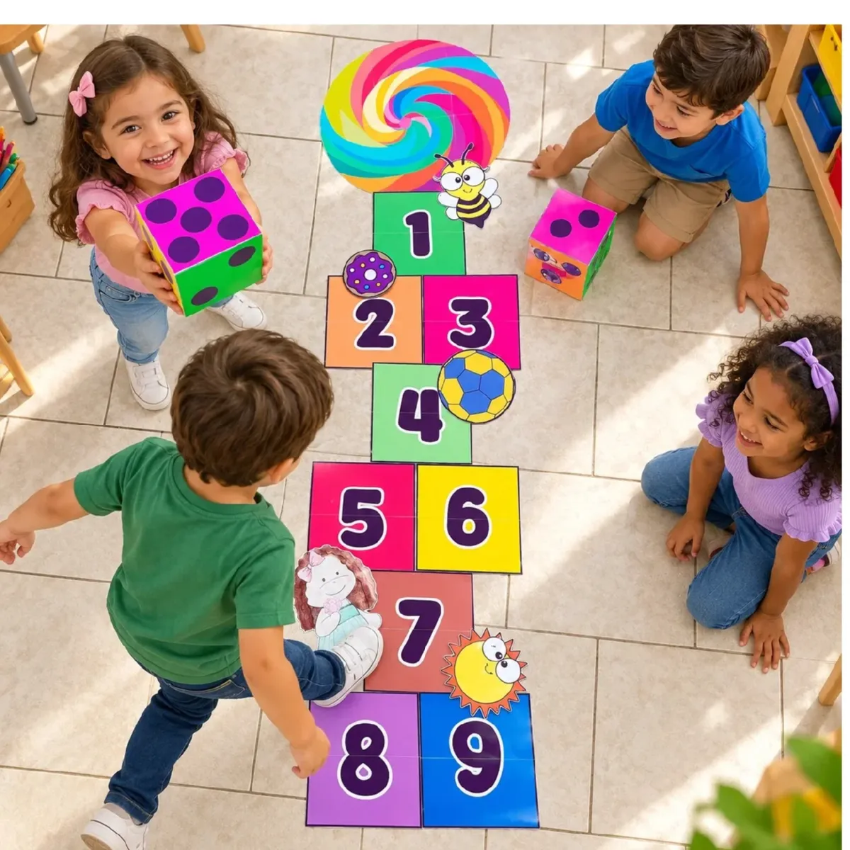 Amarelinha Dia das Crianças para Imprimir – Jogo com Dois Dados — Matemática para Educação Infantil: Amarelinha do Dia das…