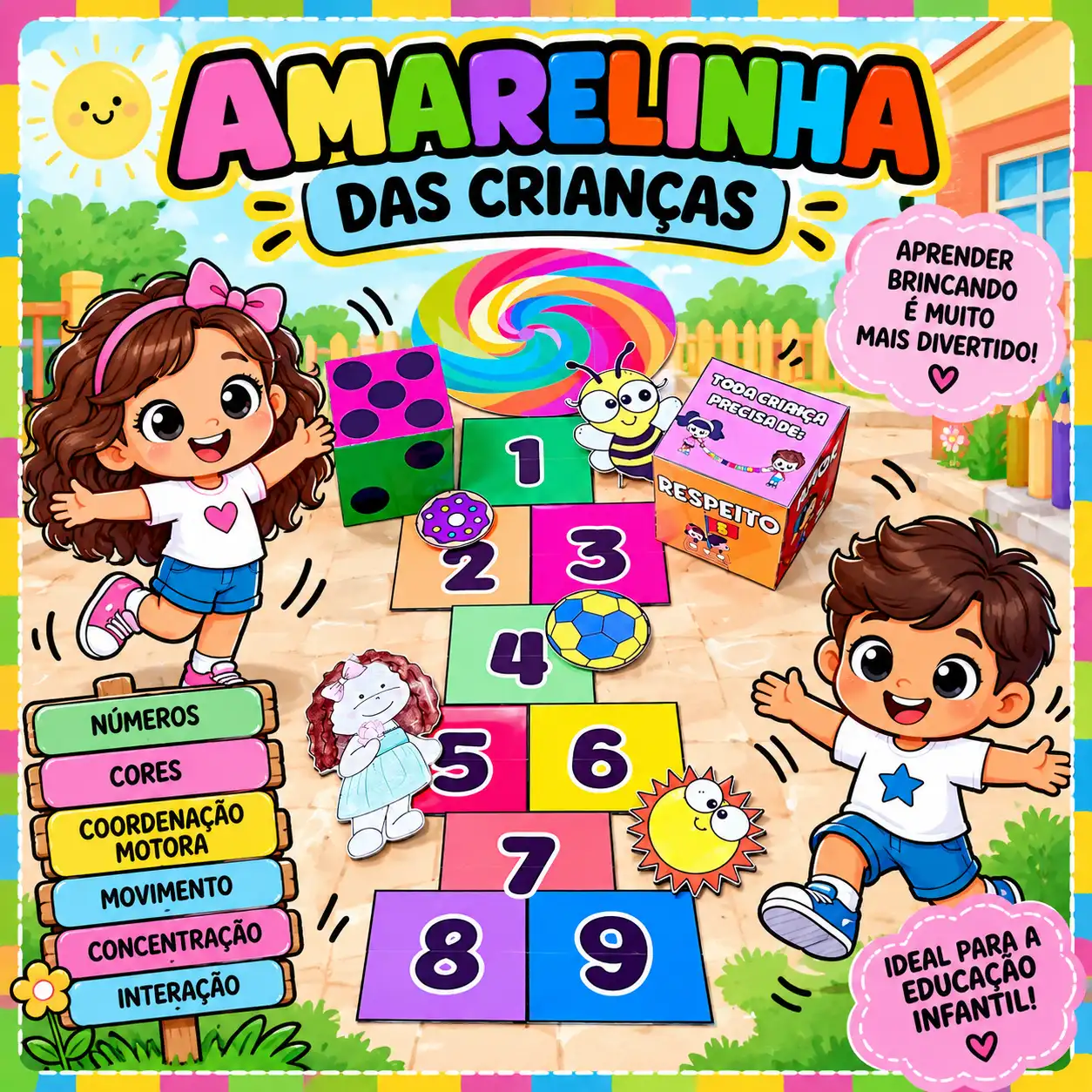 Amarelinha dia das Crianças – PDF para Imprimir — Jogos pedagógicos para Educação Infantil: Amarelinha do Dia das Crianças…