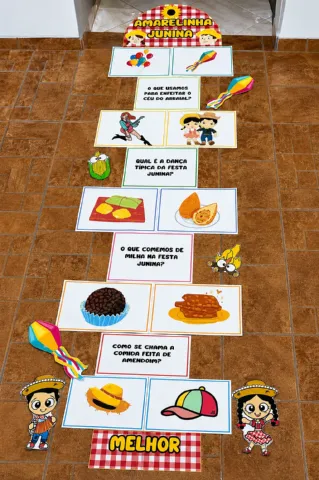 Amarelinha Tema Festa Junina – Material Pedagógico — amostra 3: *Vamos brincar e aprender com a Amarelinha Junina