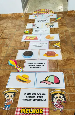 Amarelinha Tema Festa Junina – Material Pedagógico — amostra 5: *Vamos brincar e aprender com a Amarelinha Junina