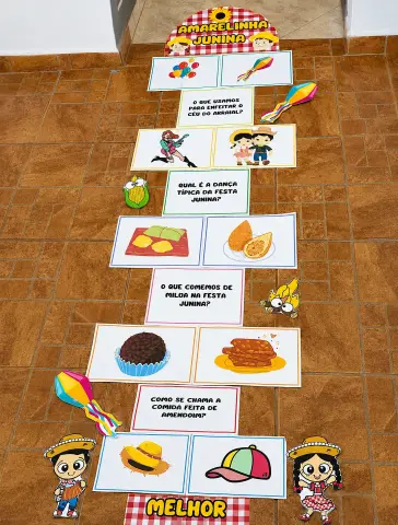 Amarelinha Tema Festa Junina – Material Pedagógico — amostra 6: *Vamos brincar e aprender com a Amarelinha Junina
