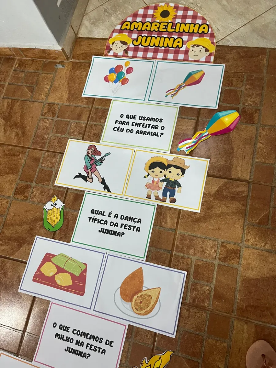 Amarelinha Tema Festa Junina – Material Pedagógico — Alfabetização para Educação Infantil: *Vamos brincar e aprender com a…