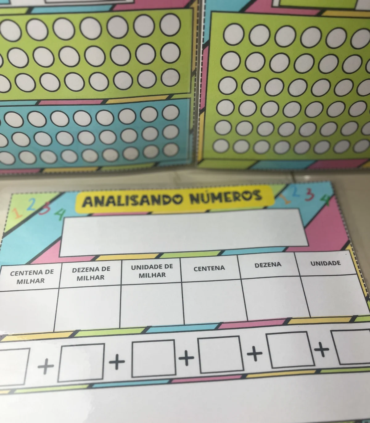 Analisando Números — amostra 2: Recurso de Matemática com fichas para trabalhar valor posicional, subtração e fatos…
