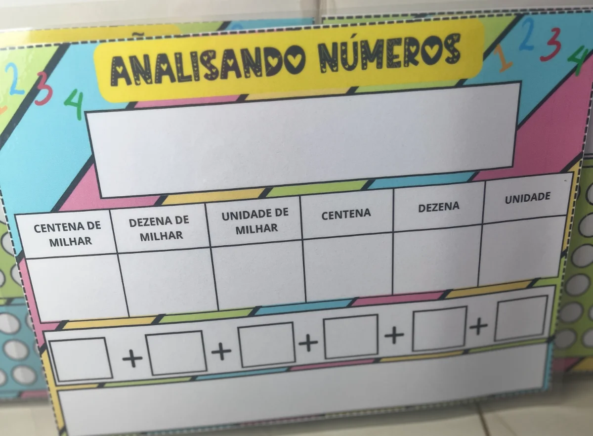 Analisando Números — amostra 4: Recurso de Matemática com fichas para trabalhar valor posicional, subtração e fatos…
