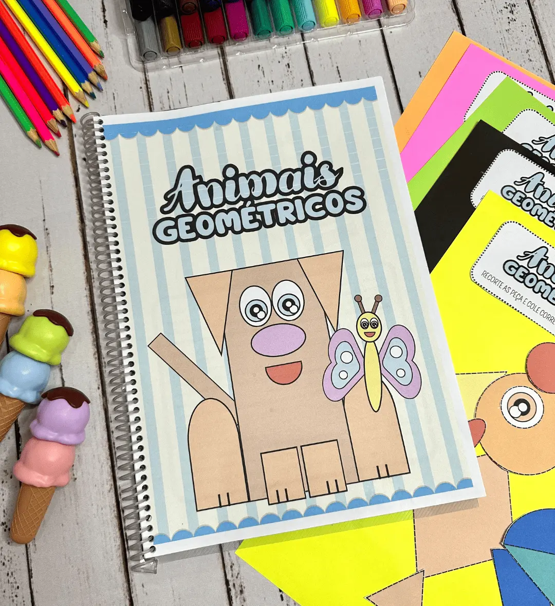 Animais geométricos: atividades de recorte e colagem em PDF — Ciências para Educação Infantil: Explore formas geométricas…