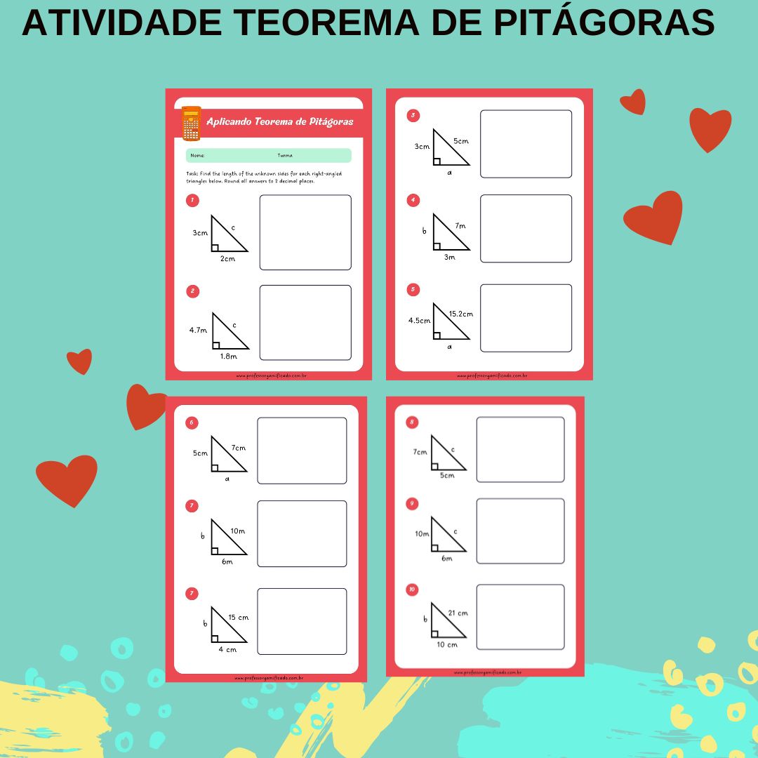 Aplicando o teorema de pitágoras: lista de exercícios – Material Pedagógico — capa do material