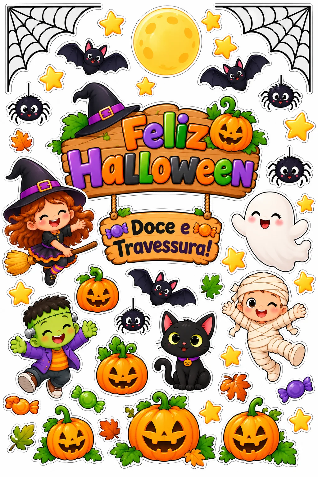 Apliques de Halloween para Decorar Porta, Painel e Sala de Aula — amostra 1: Apliques de Halloween para decoração escolar,…