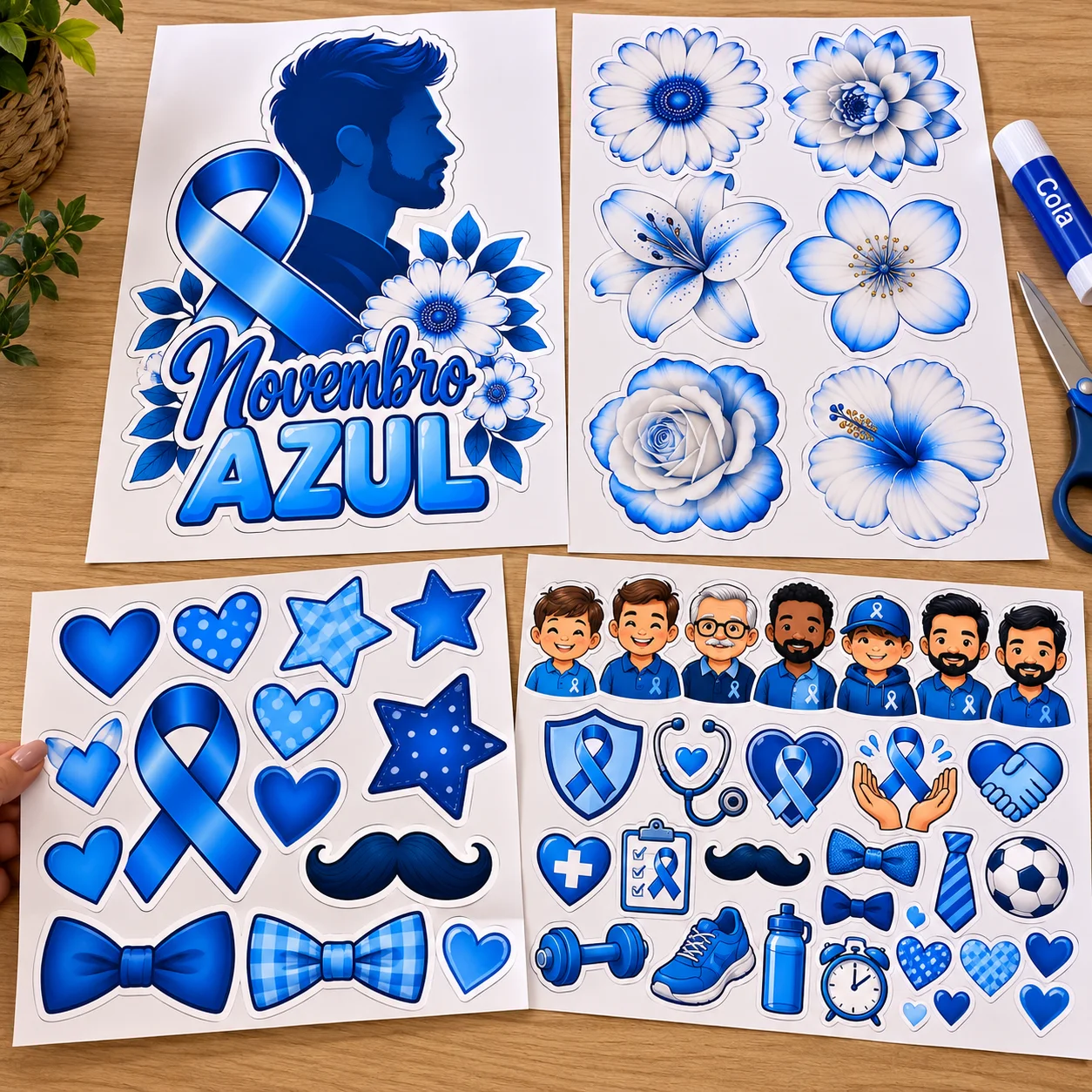 Apliques Novembro Azul para Decoração Escolar ( Varias opções) — amostra 5: Benefícios do kit