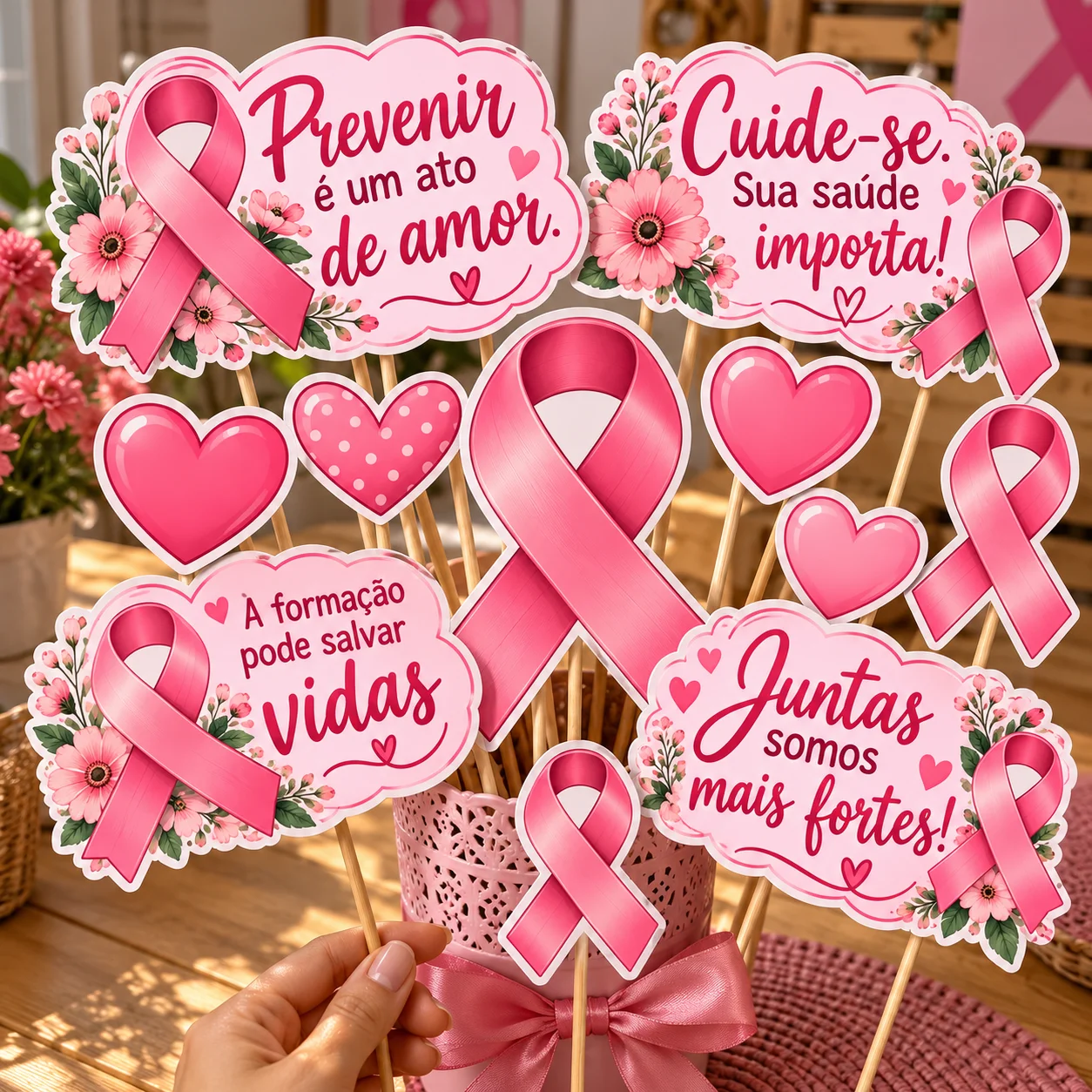 Apliques Outubro Rosa para Painel e Decoração | PDF para Imprimir — amostra 1: Decore ambientes e prepare espaços especiais… Apliques Outubro Rosa para Painel e Decoração | PDF para Imprimir — amostra 1: Decore ambientes e prepare espaços especiais…