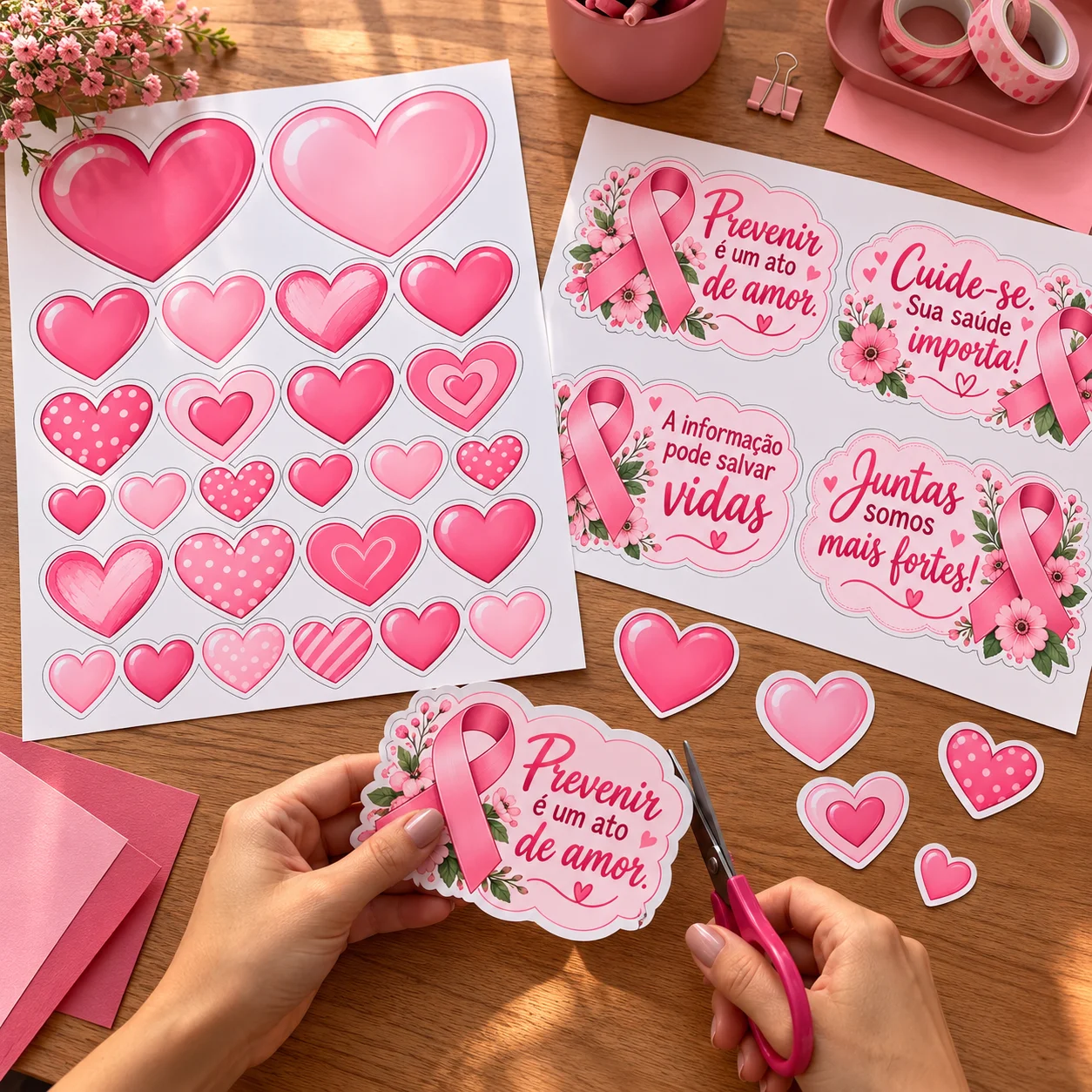Apliques Outubro Rosa para Painel e Decoração | PDF para Imprimir — amostra 5: Apliques de diversos tamanhos do Outubro… Apliques Outubro Rosa para Painel e Decoração | PDF para Imprimir — amostra 5: Apliques de diversos tamanhos do Outubro…